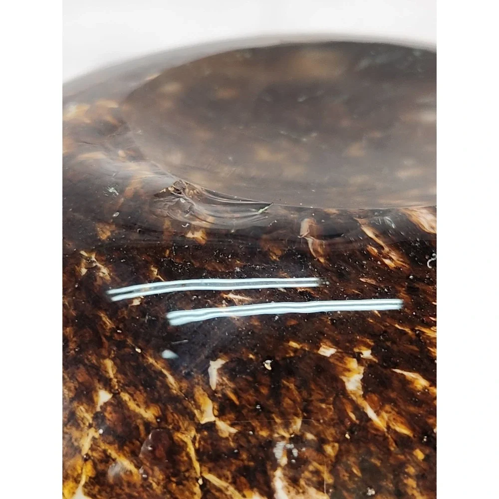 Vintage‎ Murano Brown-Amber, Cream Swirl Hand Blown Vase Rich Earth Tone Colors!